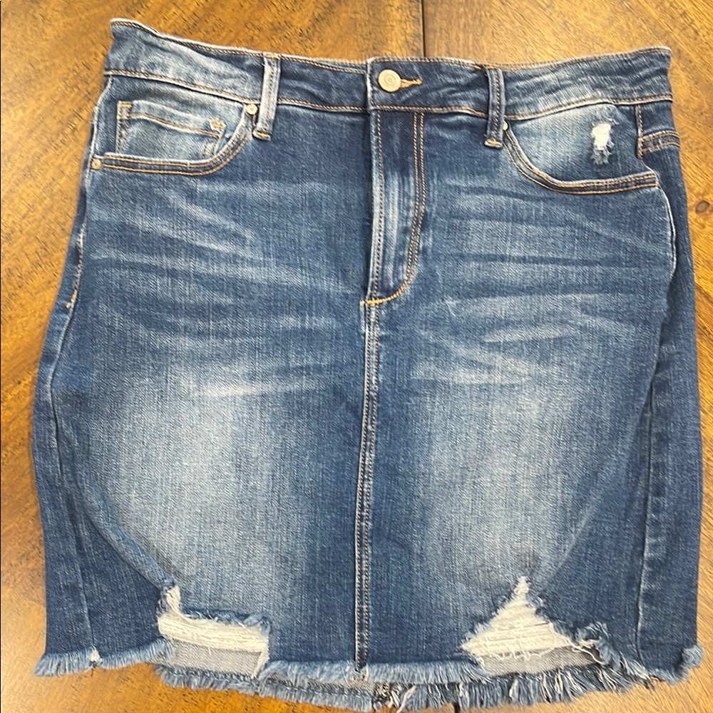 Denim Distressed Skirt